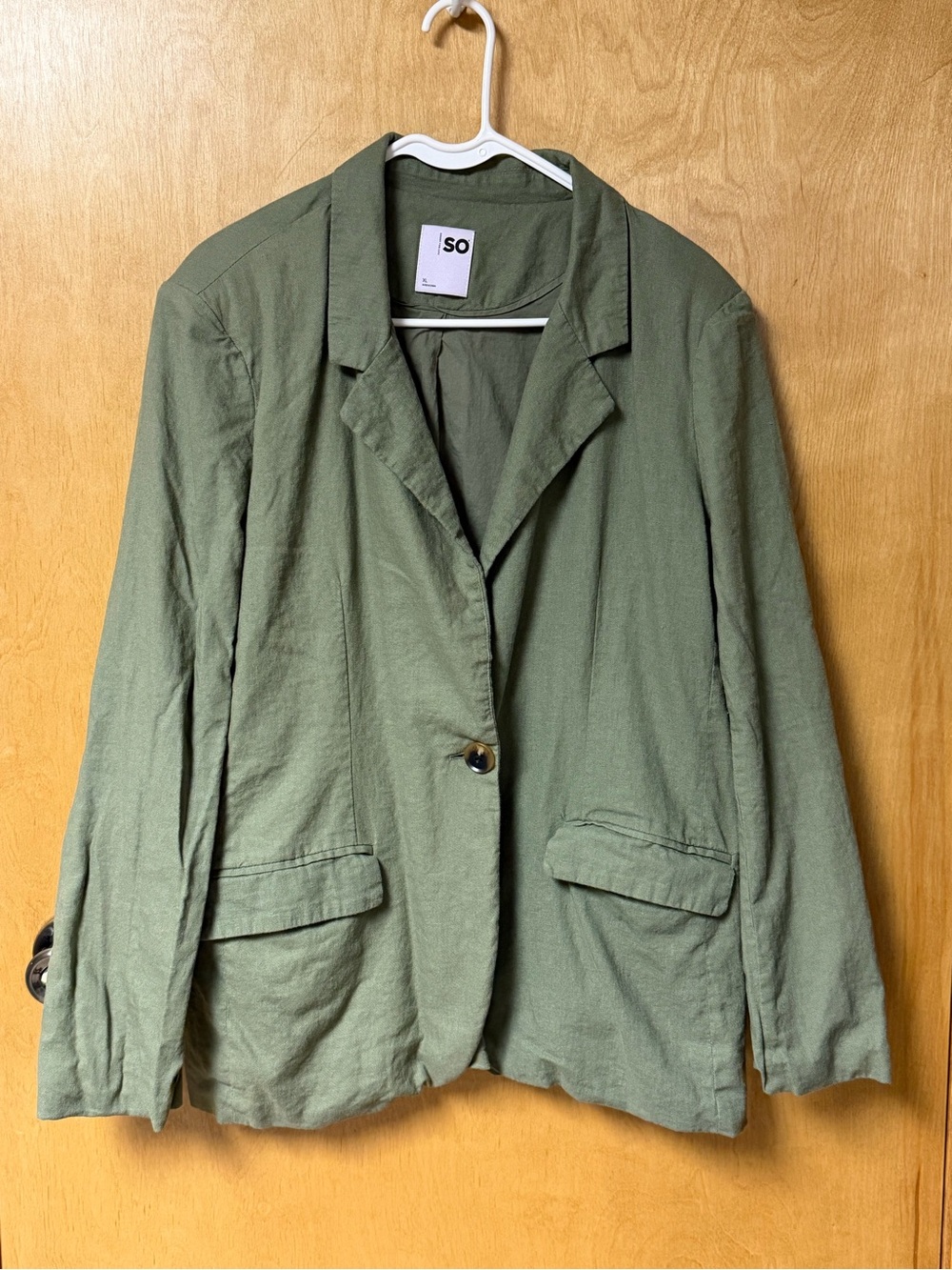 SO Olive Green Single-Button Blazer Jacket